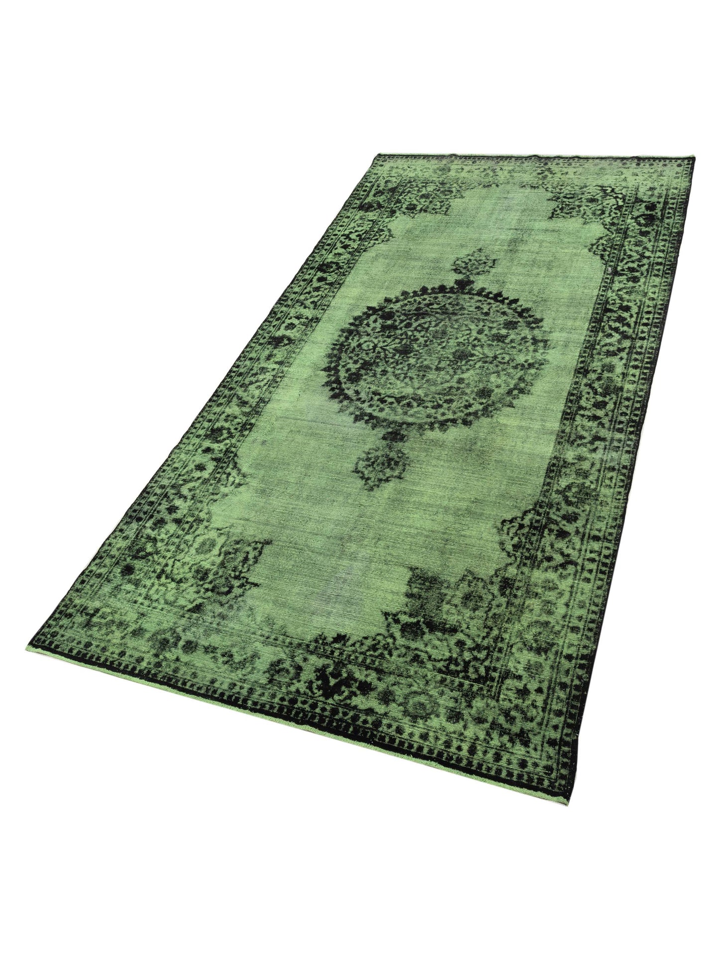Vintage 118781 Green 7.7x15.1 Hand Knotted Rug