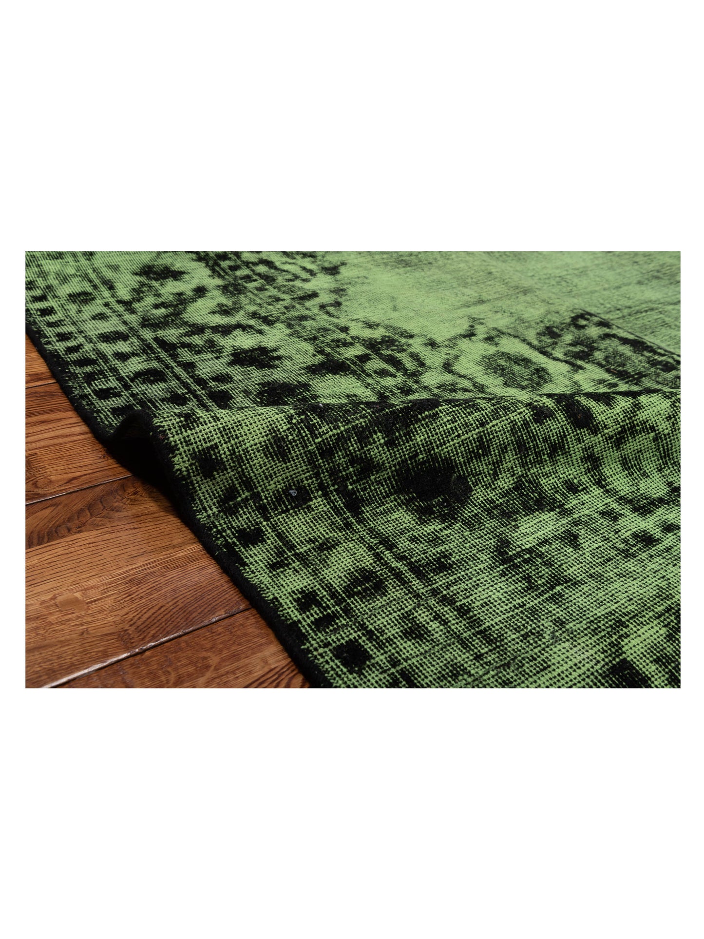 Vintage 118781 Green 7.7x15.1 Hand Knotted Rug