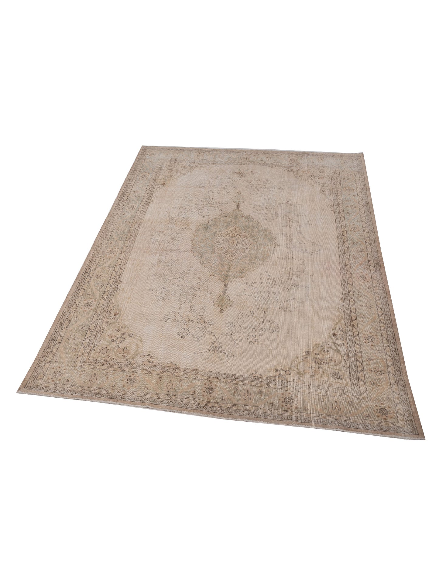 Vintage 118792 Natural 9.5x12.6 Hand Knotted Rug