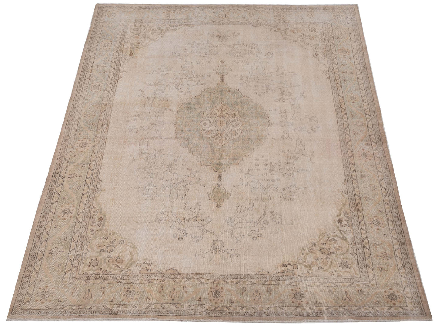 Vintage 118792 Natural 9.5x12.6 Hand Knotted Rug