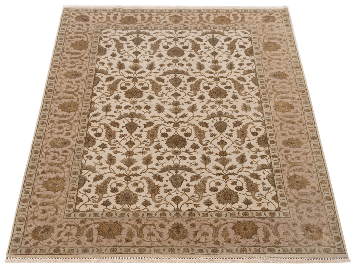Imperial Silk 118982 Ivory Beige 6.2x9.5 Hand Knotted Rug