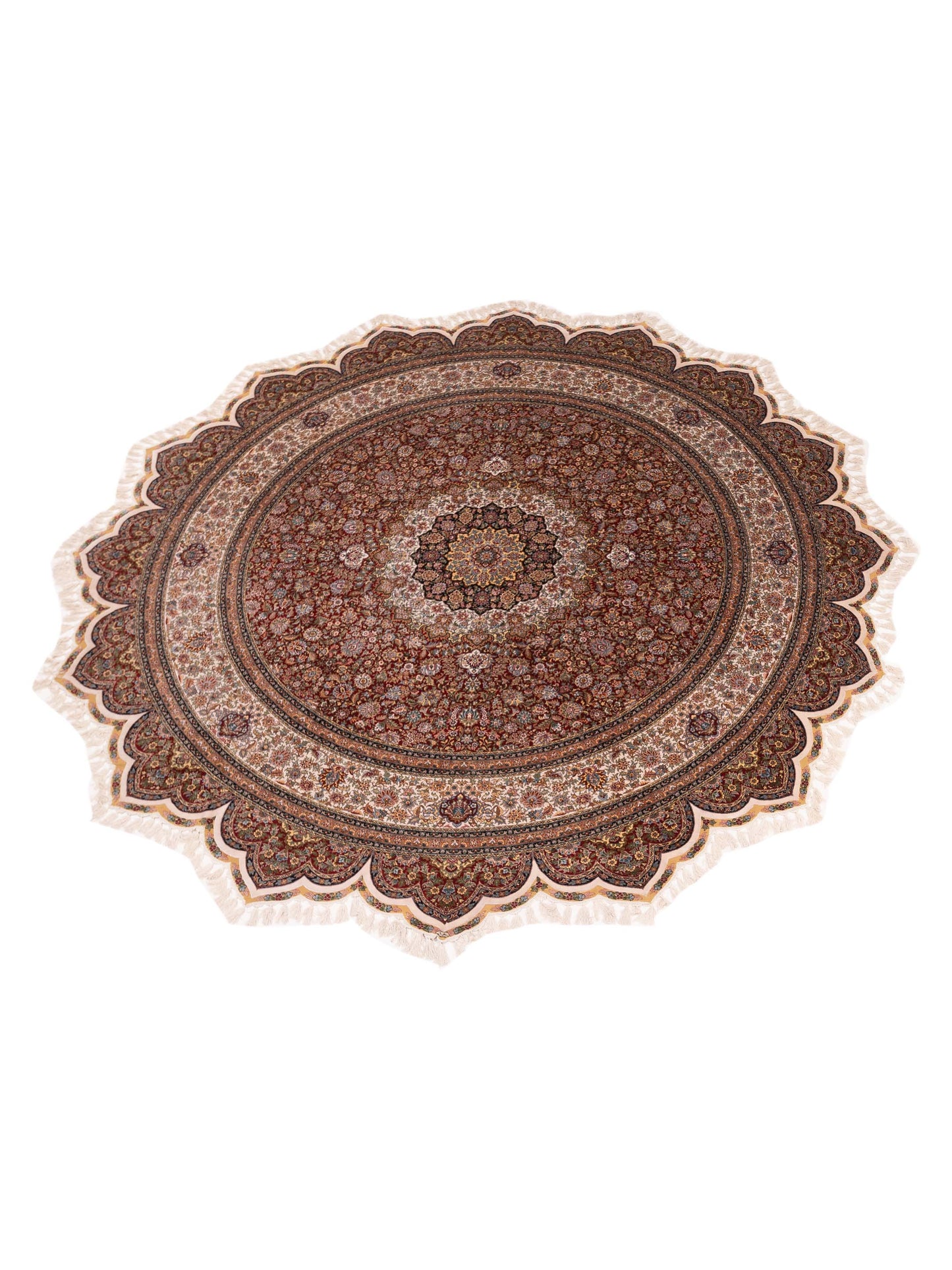 Pure Silk 119272 Red Ivory 10x10 Hand Knotted Rug