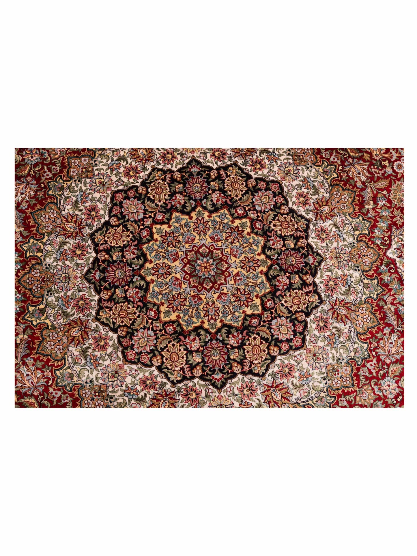 Pure Silk 119272 Red Ivory 10x10 Hand Knotted Rug