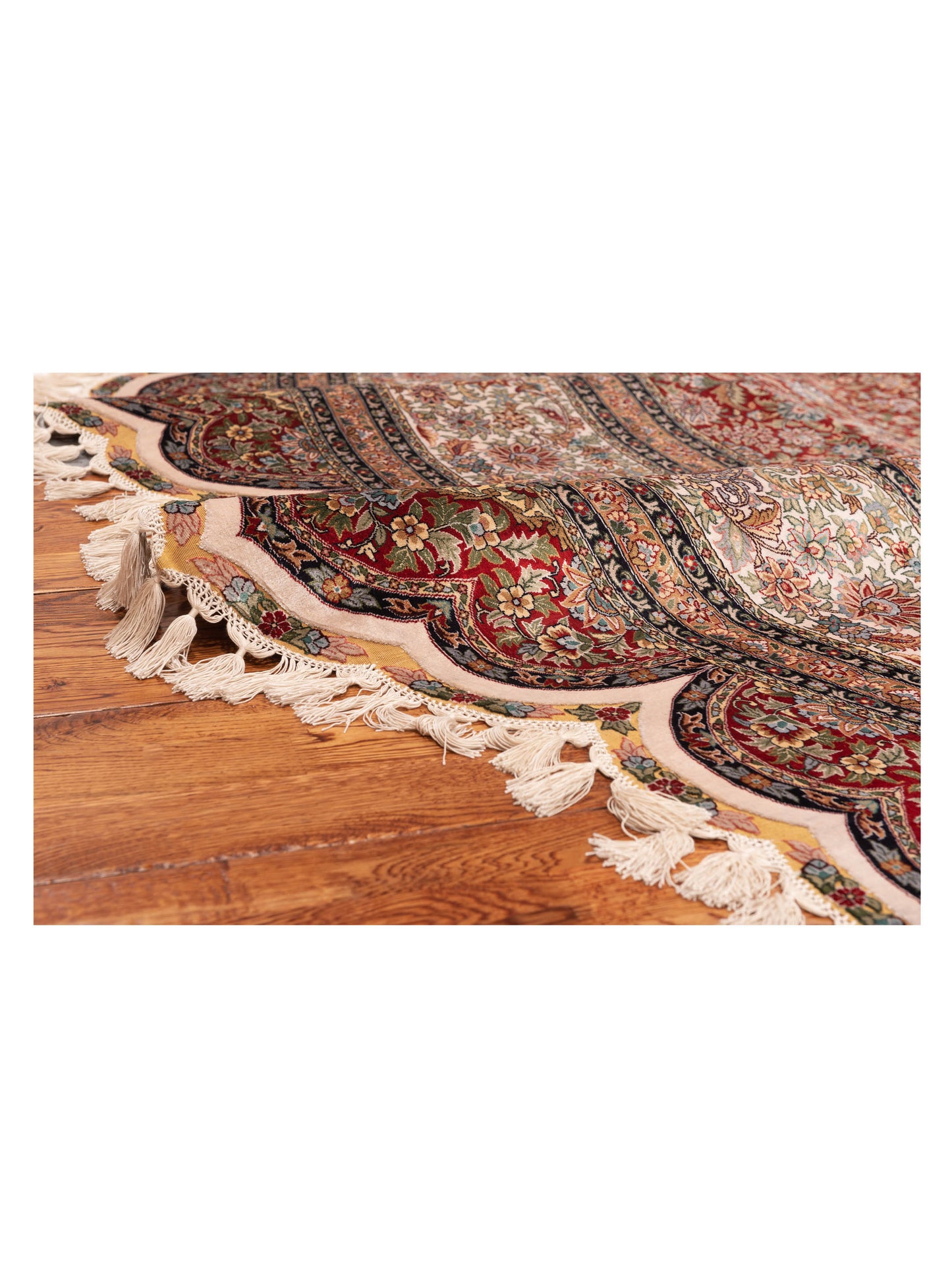 Pure Silk 119272 Red Ivory 10x10 Hand Knotted Rug