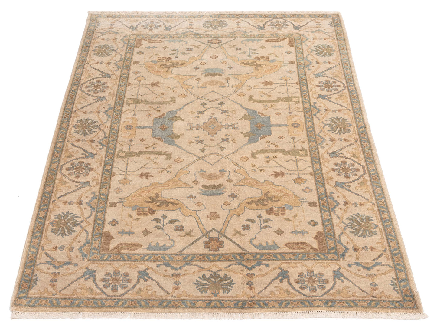 Oushak Shah 119526 Ivory Ivory 6.2x8.10 Hand Knotted Rug