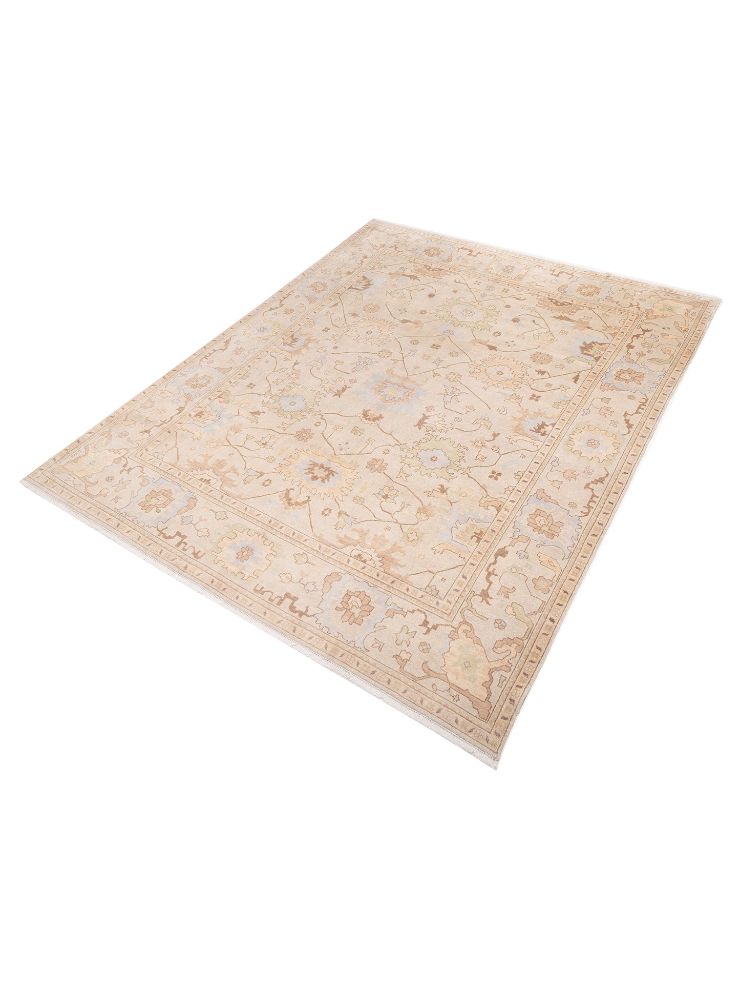 Oushak Shah 119533 Beige Beige 11.10x14.9 Hand Knotted Rug