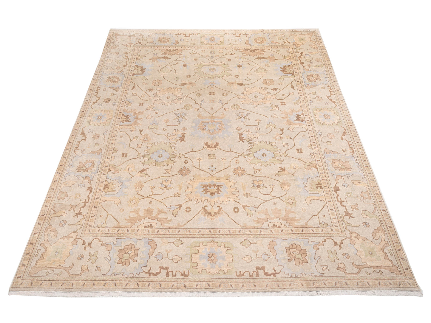 Oushak Shah 119533 Beige Beige 11.10x14.9 Hand Knotted Rug
