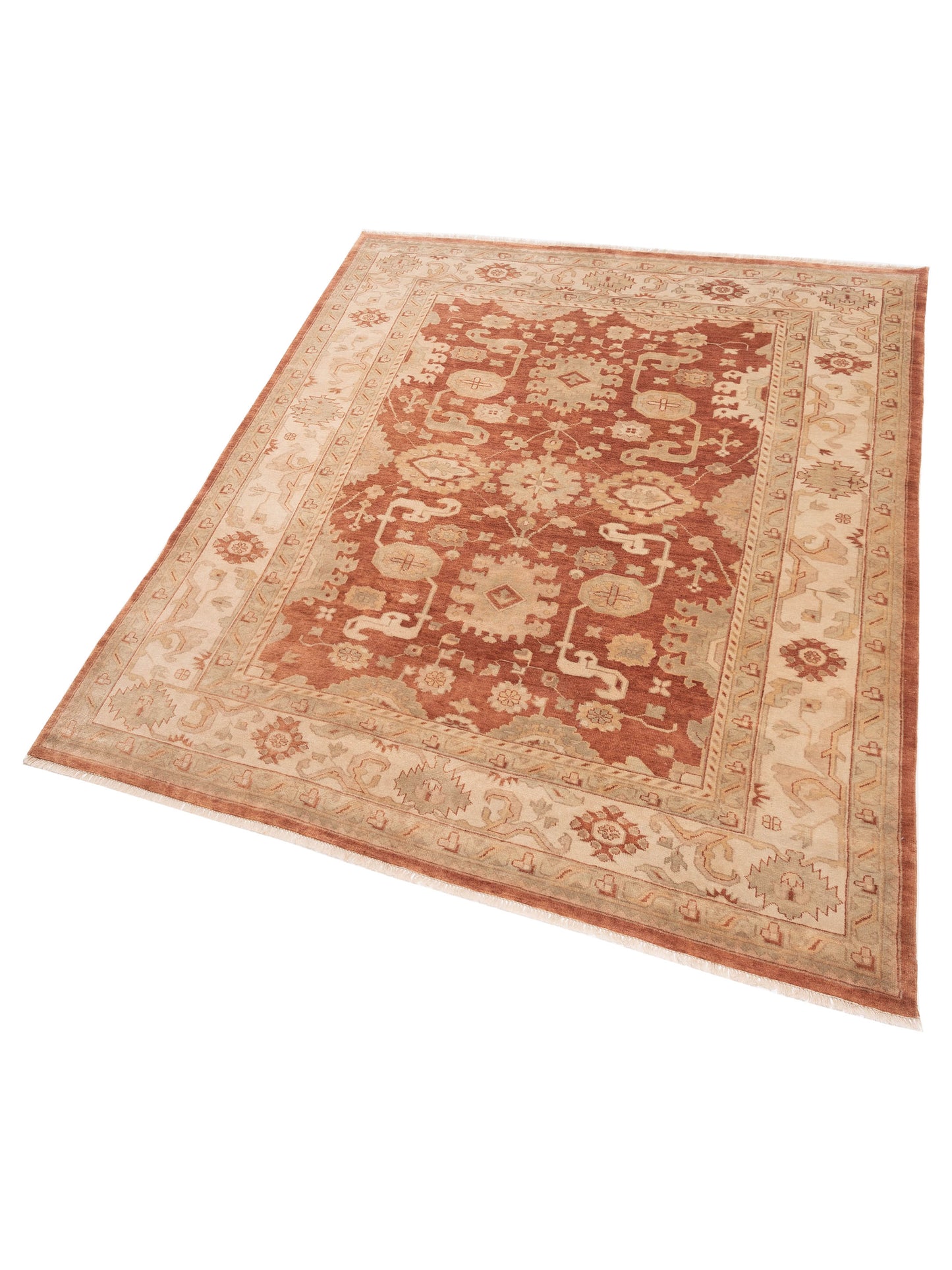 Oushak Shah 119540 Rust Ivory 9x11.9 Hand Knotted Rug