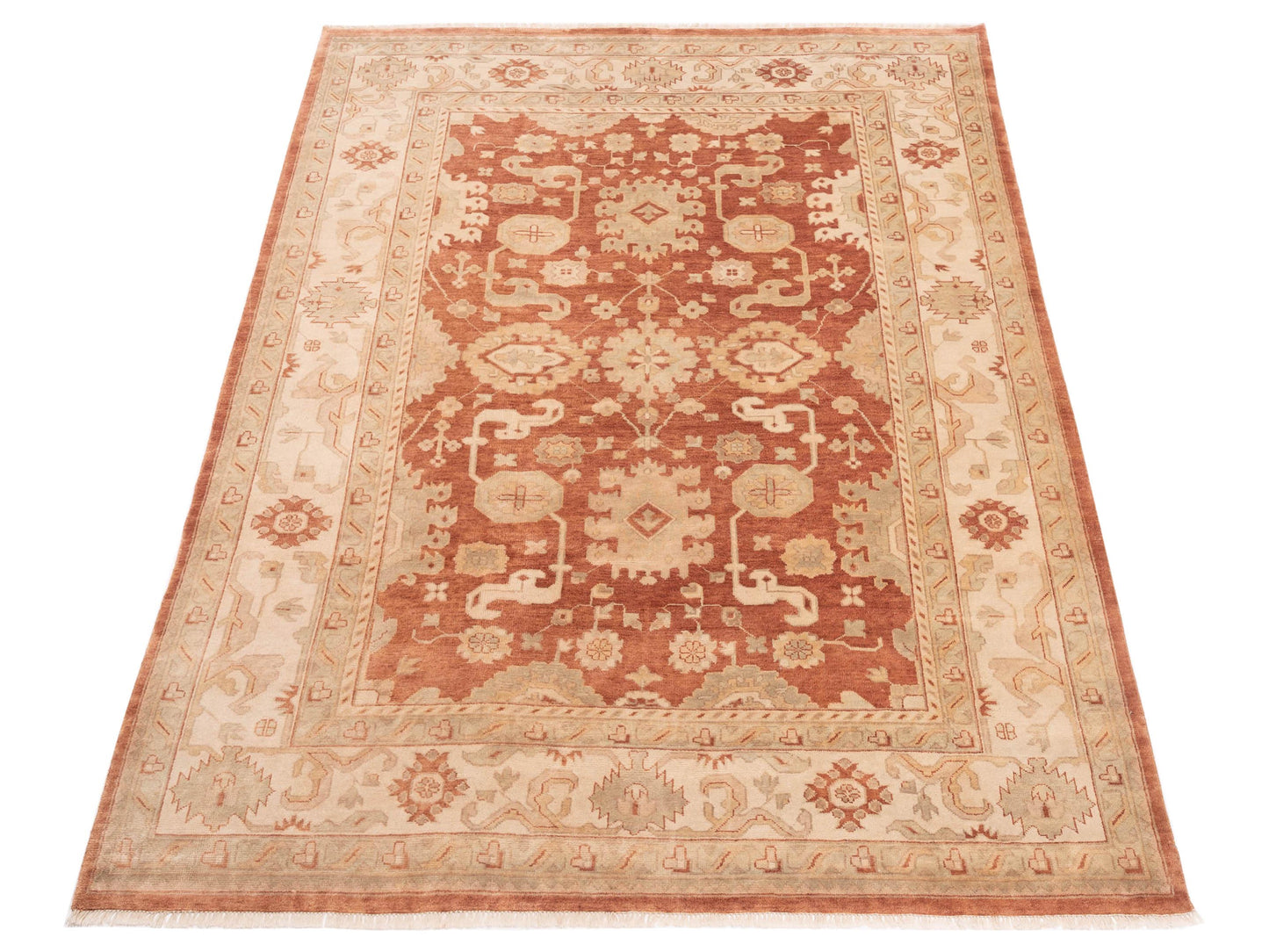 Oushak Shah 119540 Rust Ivory 9x11.9 Hand Knotted Rug