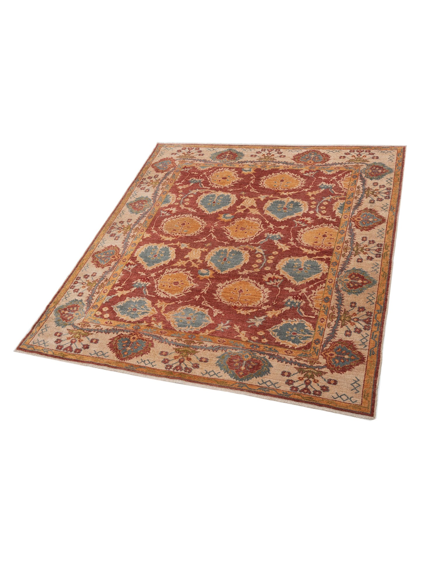 Angora Oushak 119574 Rust Ivory 8.2x9.2 Hand Knotted Rug