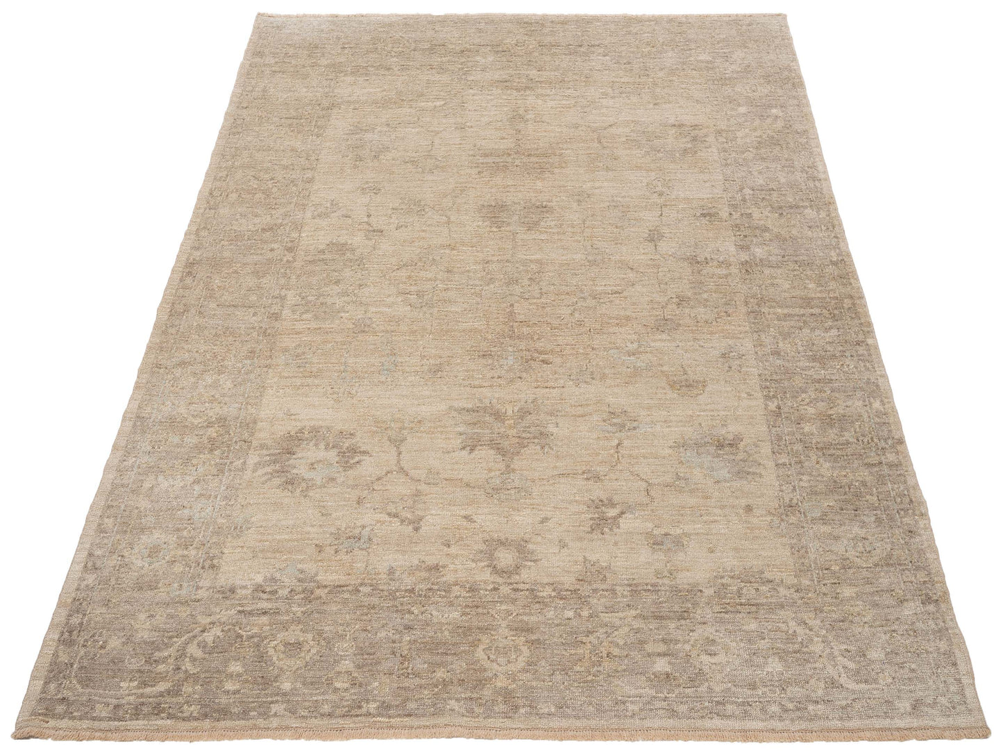 Angora Oushak 119575 Beige Brown 7.9x9 Hand Knotted Rug