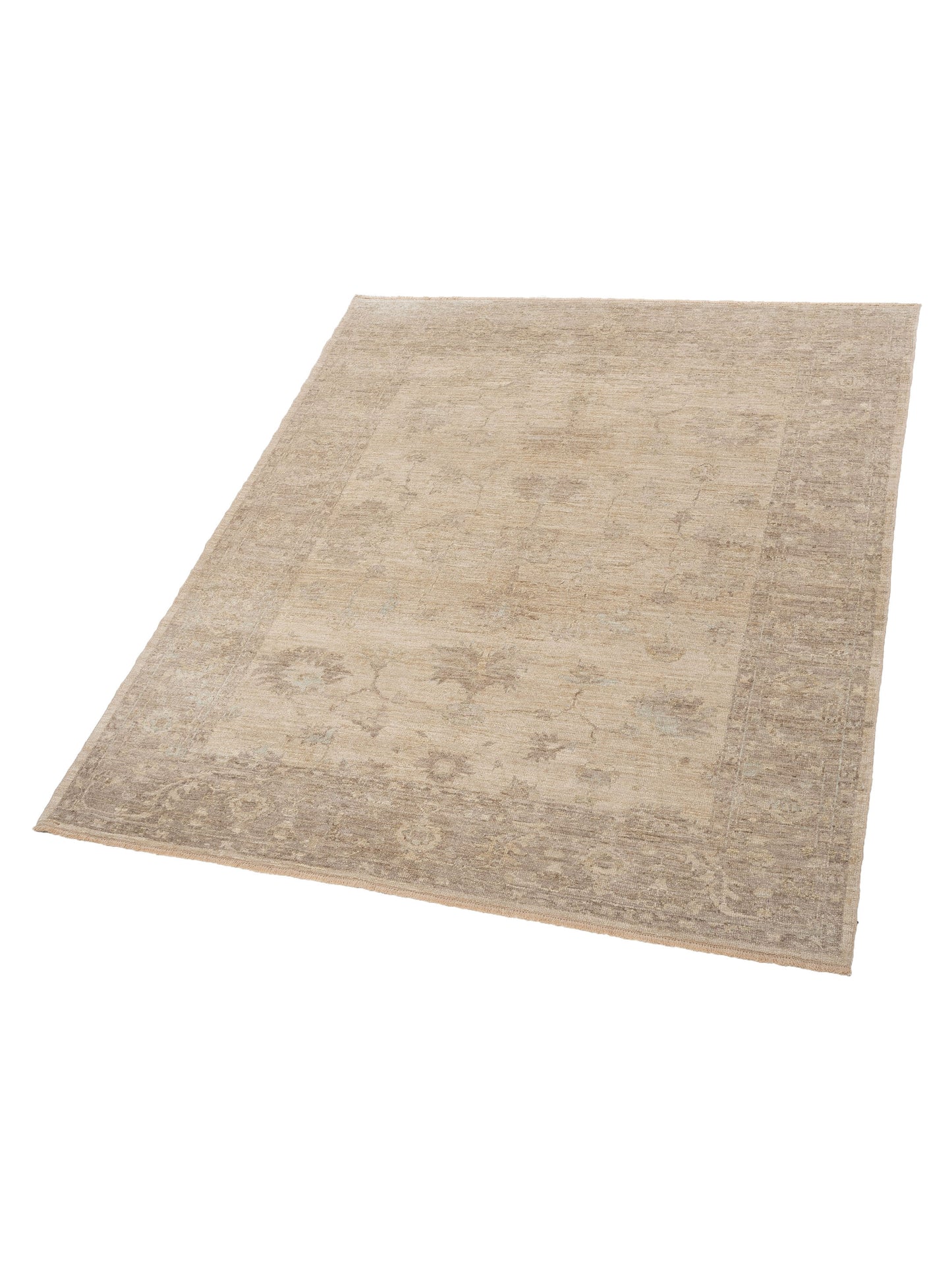 Angora Oushak 119575 Beige Brown 7.9x9 Hand Knotted Rug