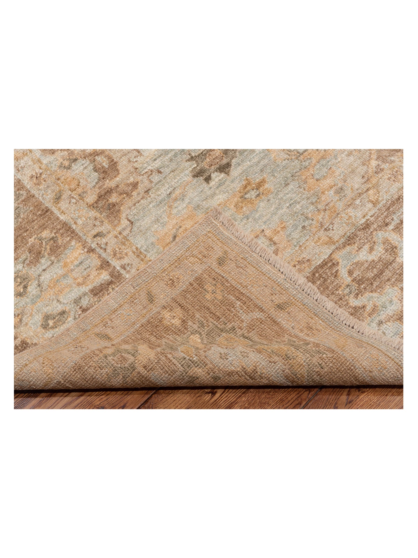 Angora Oushak 119643 Ice Blue Brown 7.8x9 Hand Knotted Rug