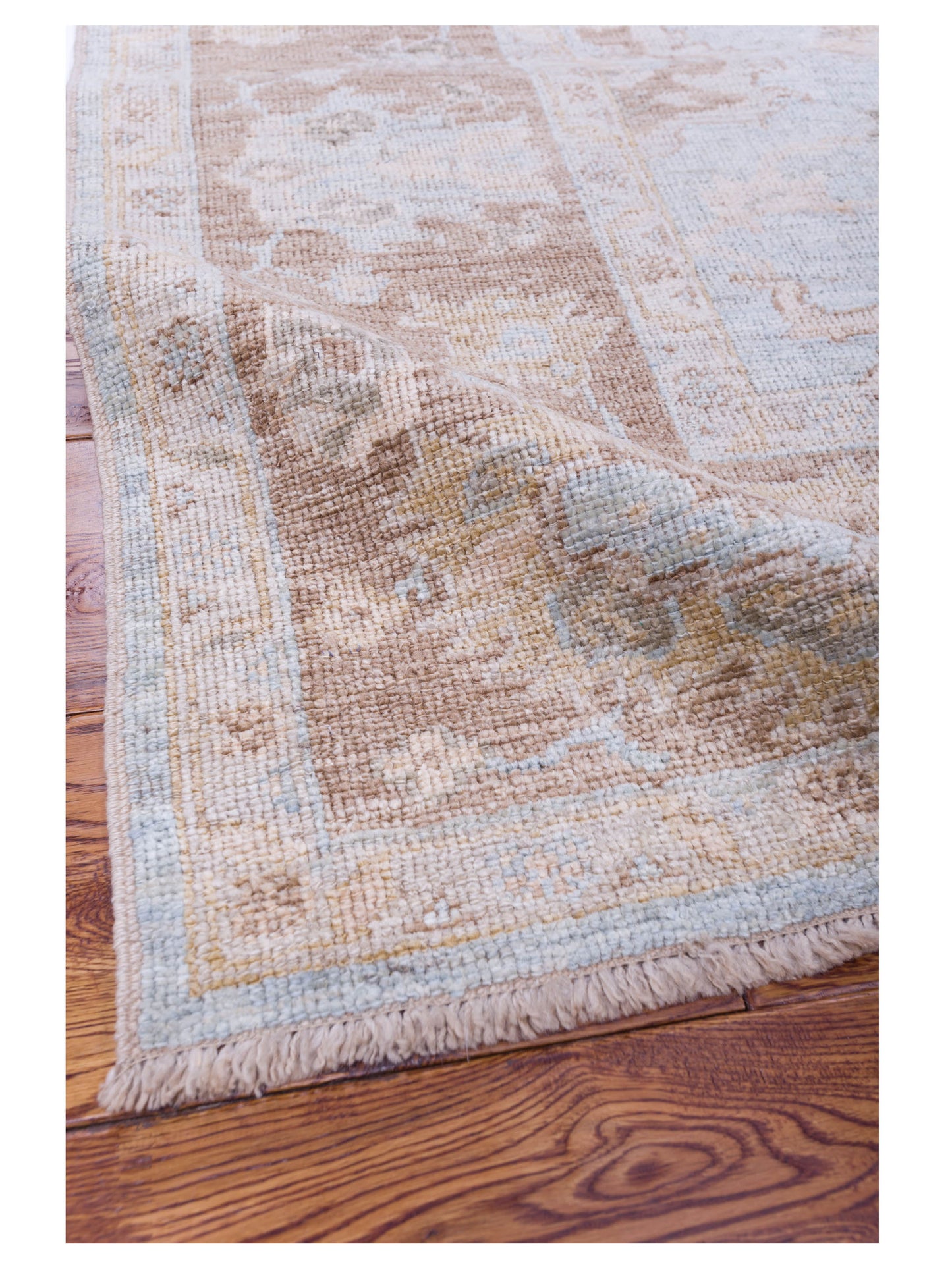 Angora Oushak 119643 Ice Blue Brown 7.8x9 Hand Knotted Rug