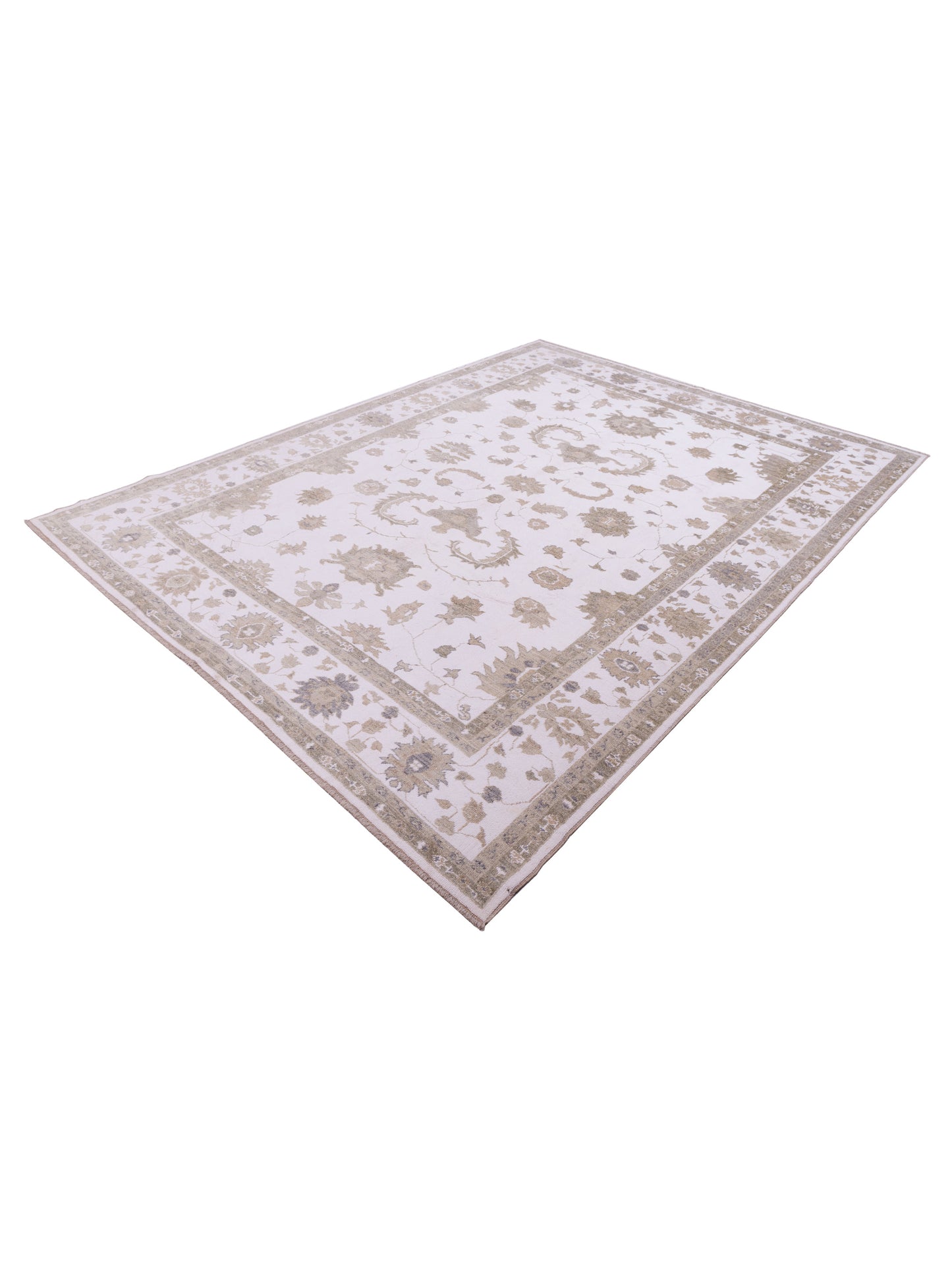 Angora Oushak 119649 Ivory Ivory 10.1x13.3 Hand Knotted Rug