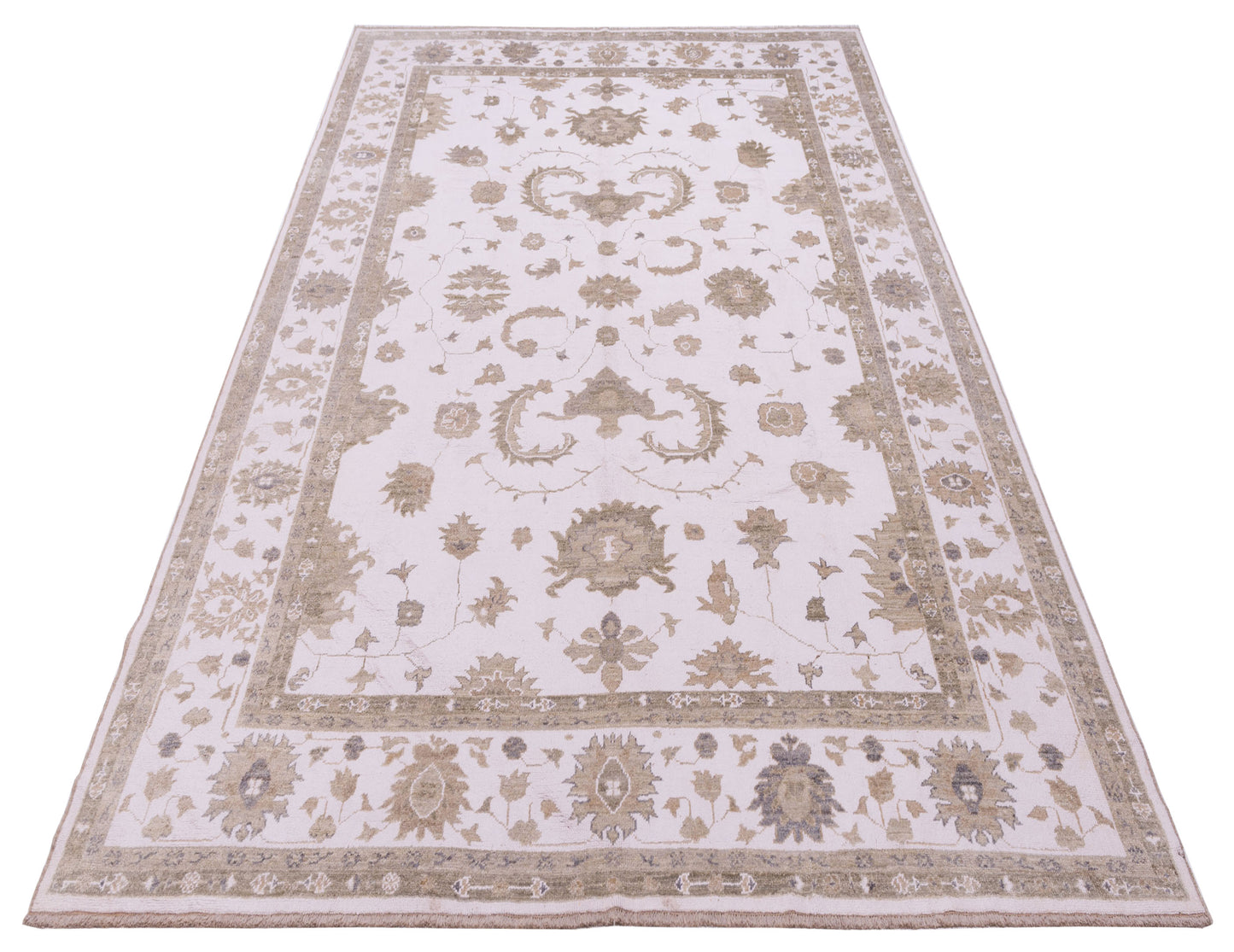 Angora Oushak 119649 Ivory Ivory 10.1x13.3 Hand Knotted Rug