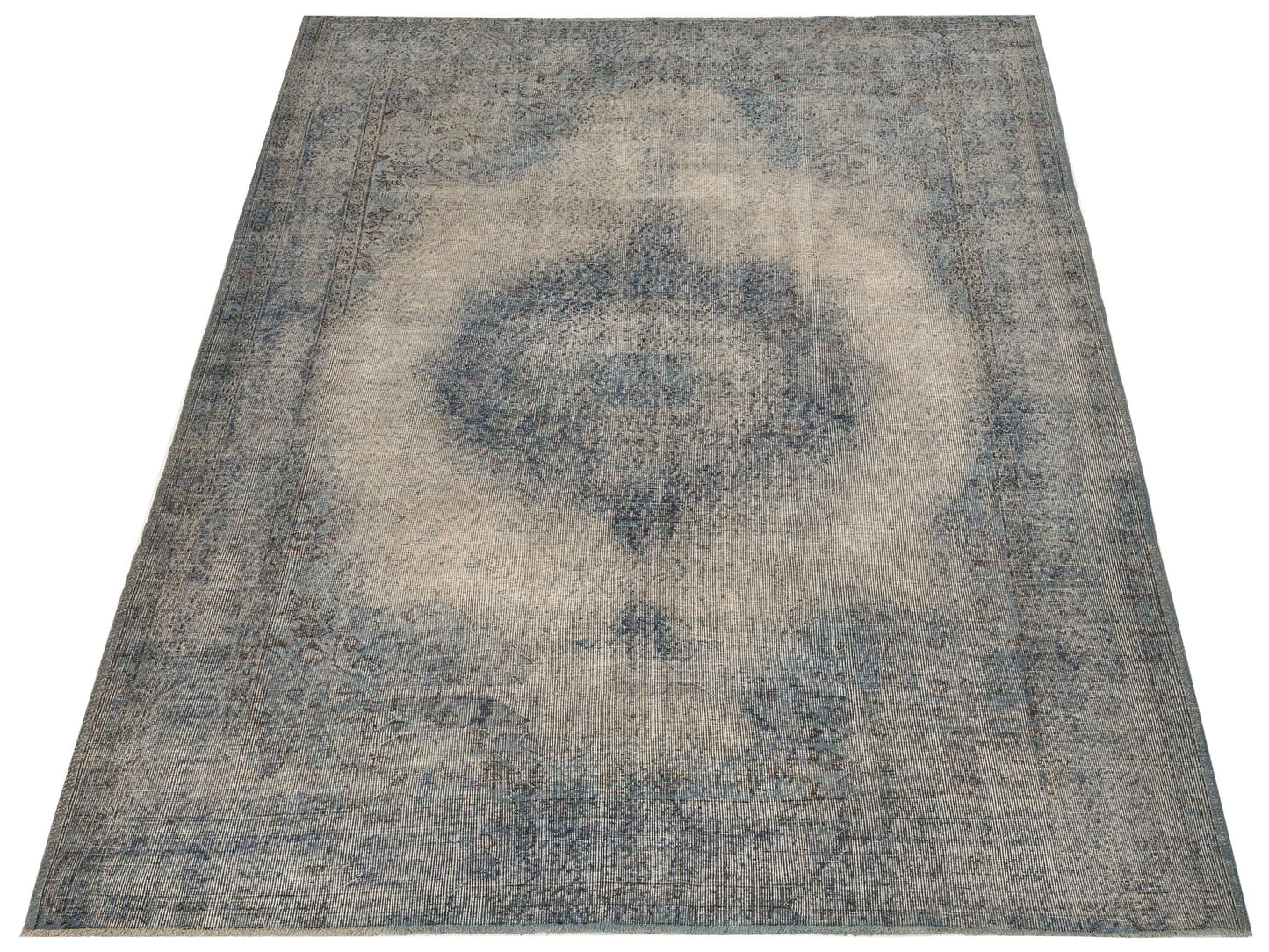 Vintage 119708 Blue 7x10.3 Hand Knotted Rug