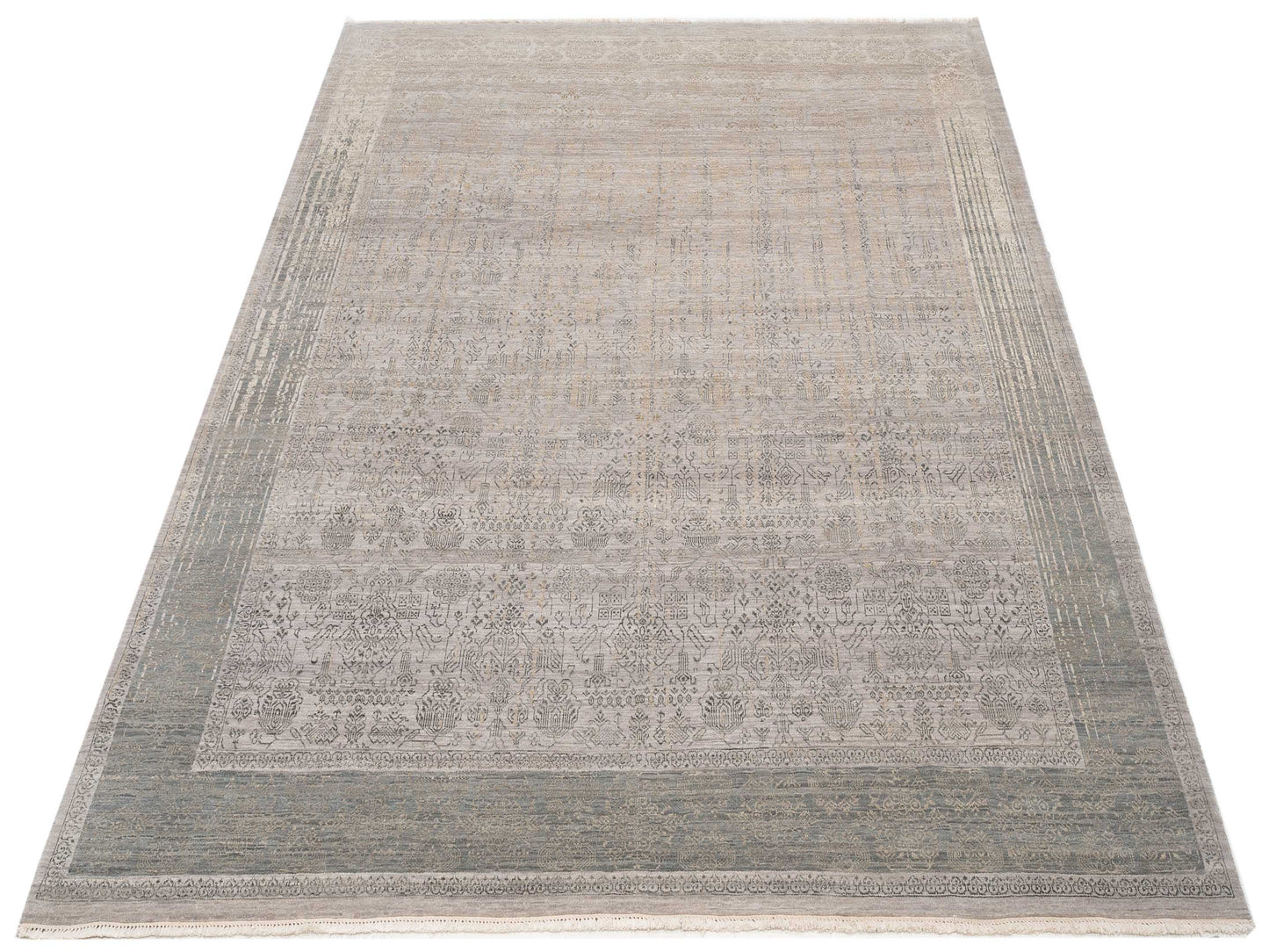 Dazzling 119790 Silver Green 8x10 Hand Knotted Rug