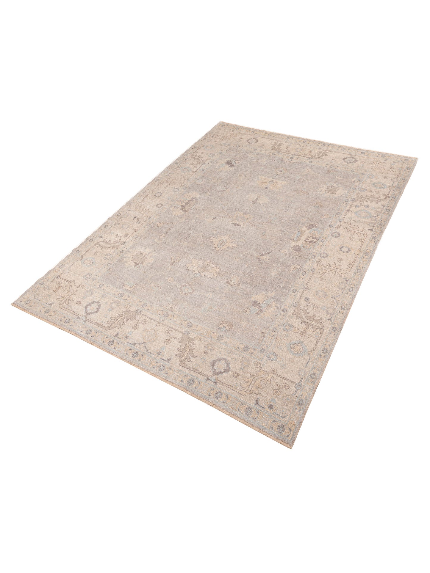 Angora Oushak 119831 Gray Ivory 9.10x13.9 Hand Knotted Rug