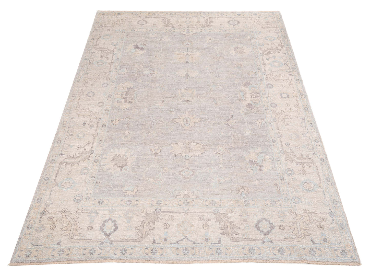 Angora Oushak 119831 Gray Ivory 9.10x13.9 Hand Knotted Rug