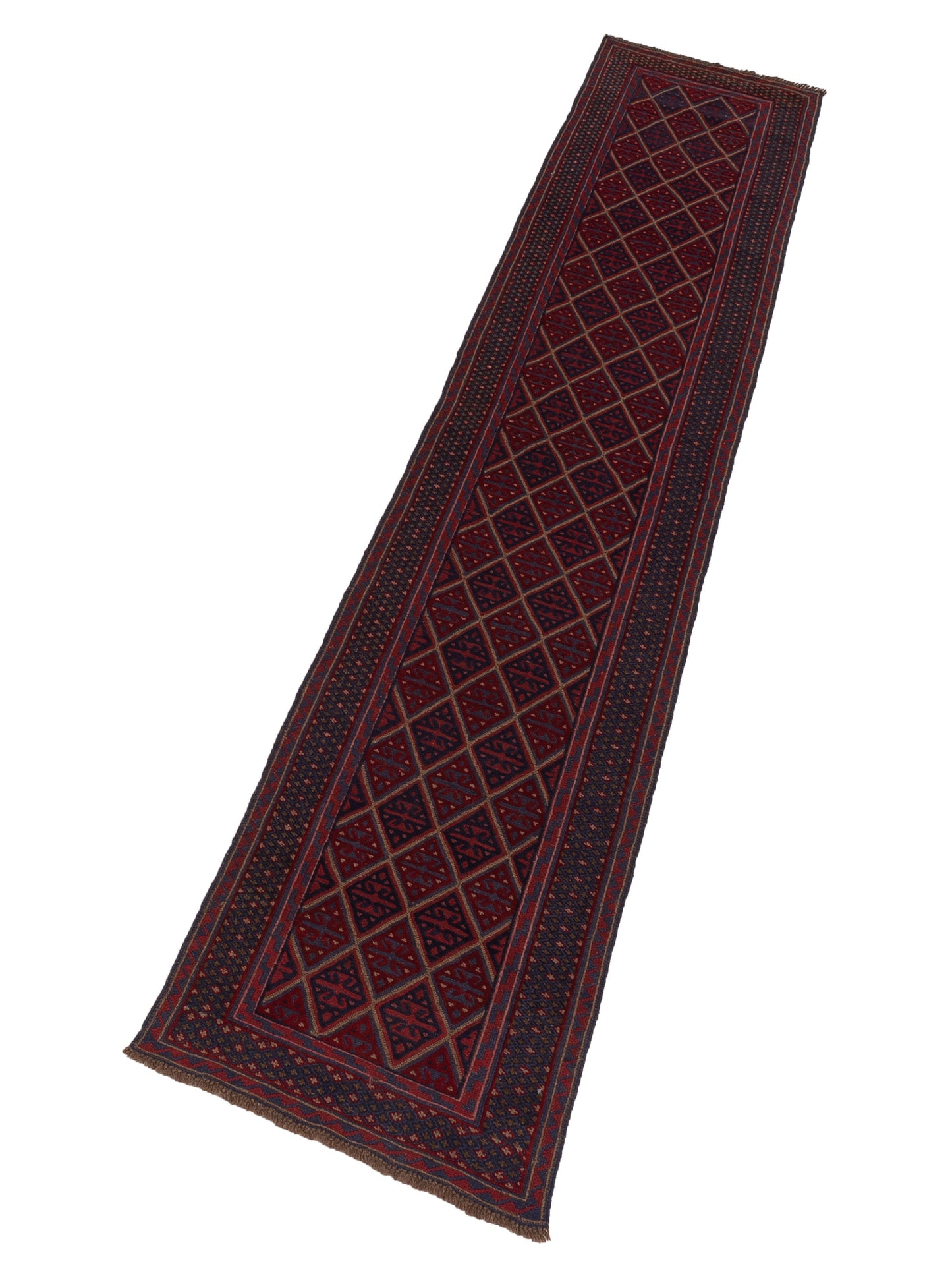 Afghan Soumak 120023 Charcoal Red 2.7x12.9 Hand Woven Rug