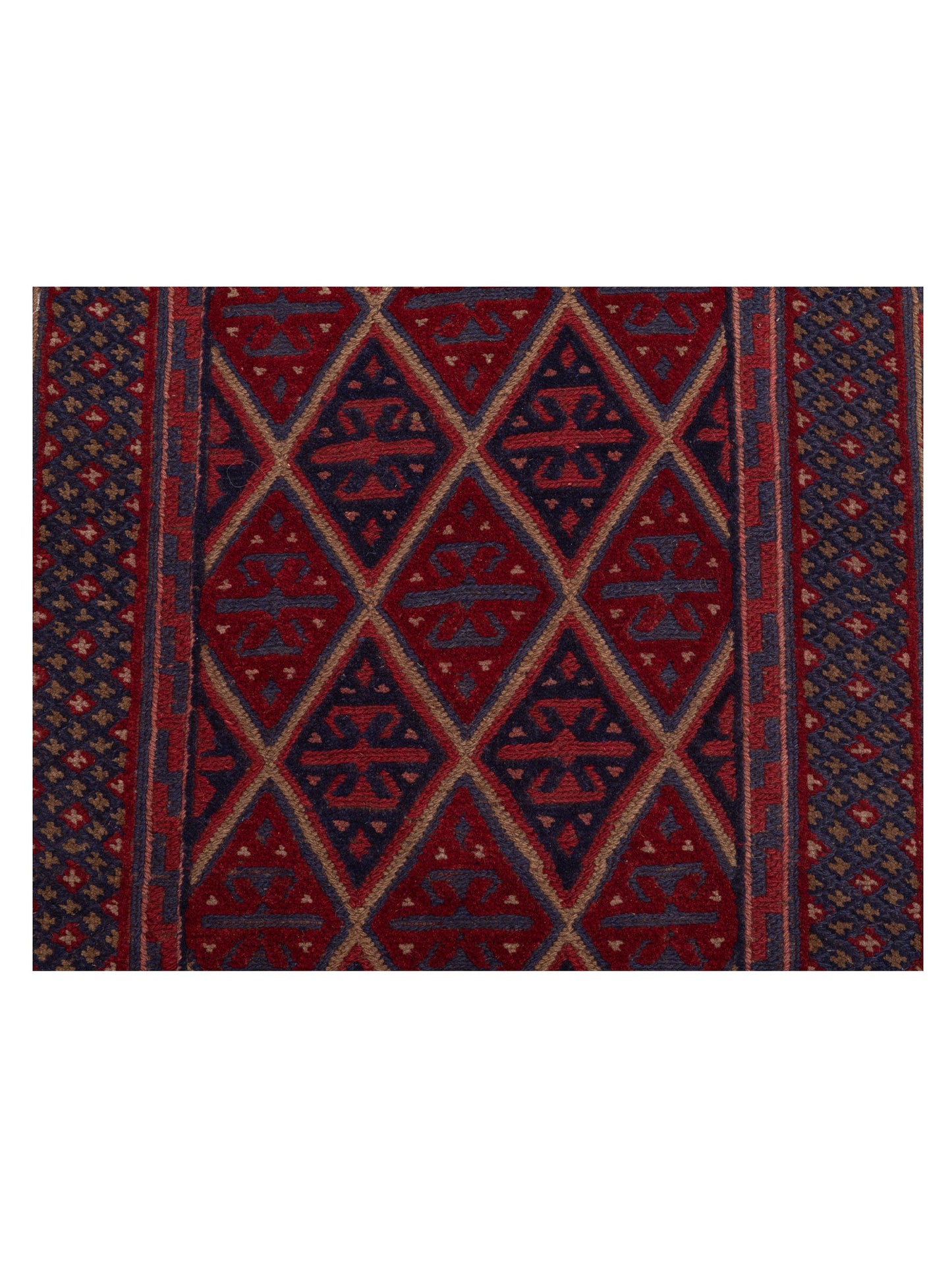 Afghan Soumak 120023 Charcoal Red 2.7x12.9 Hand Woven Rug
