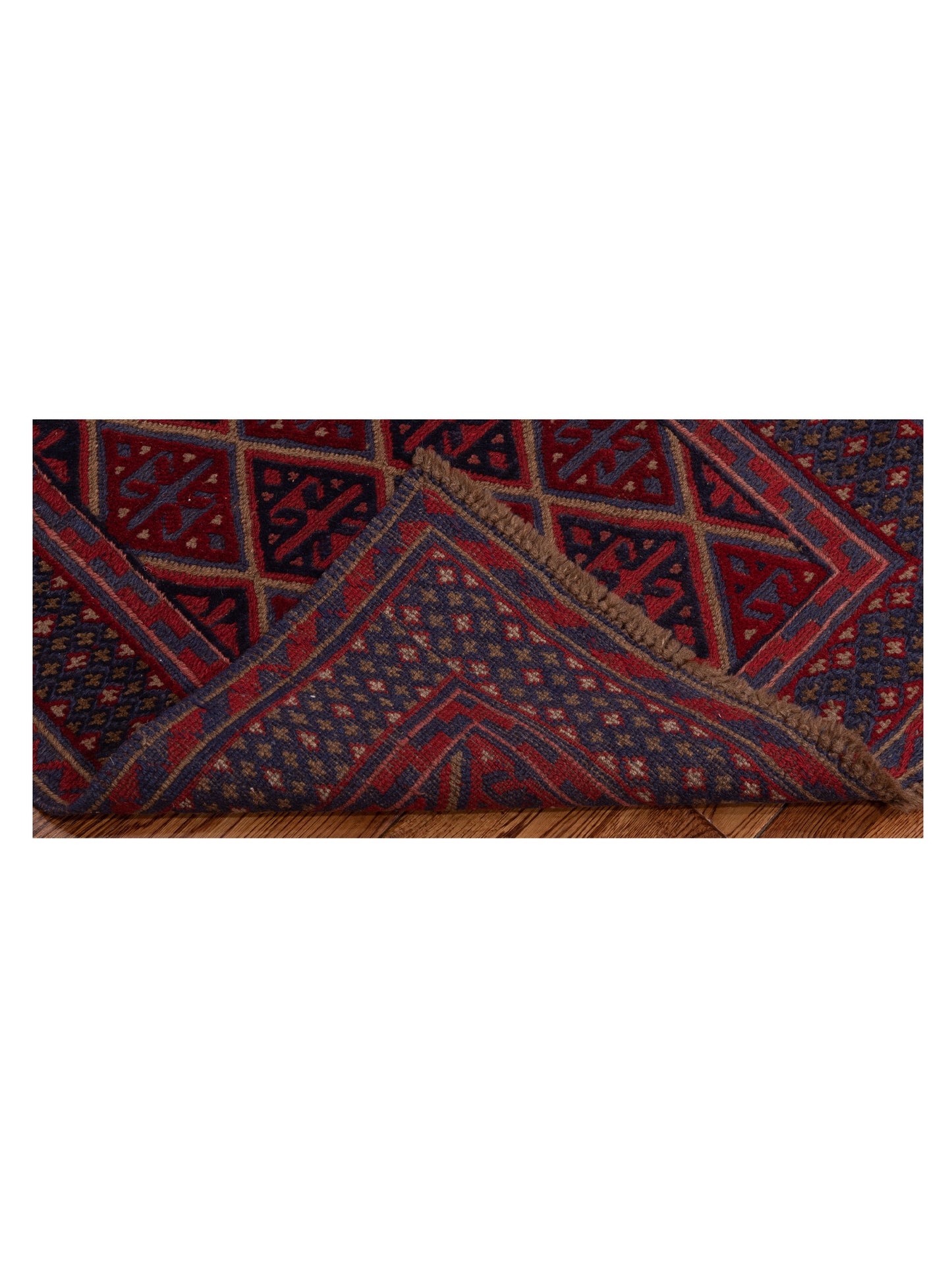Afghan Soumak 120023 Charcoal Red 2.7x12.9 Hand Woven Rug