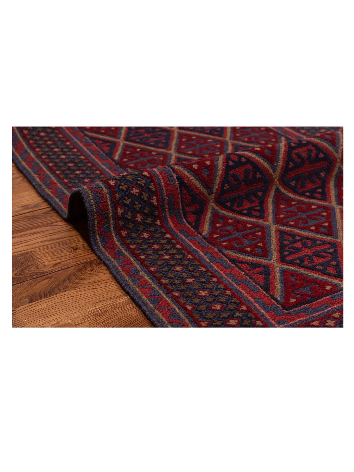 Afghan Soumak 120023 Charcoal Red 2.7x12.9 Hand Woven Rug