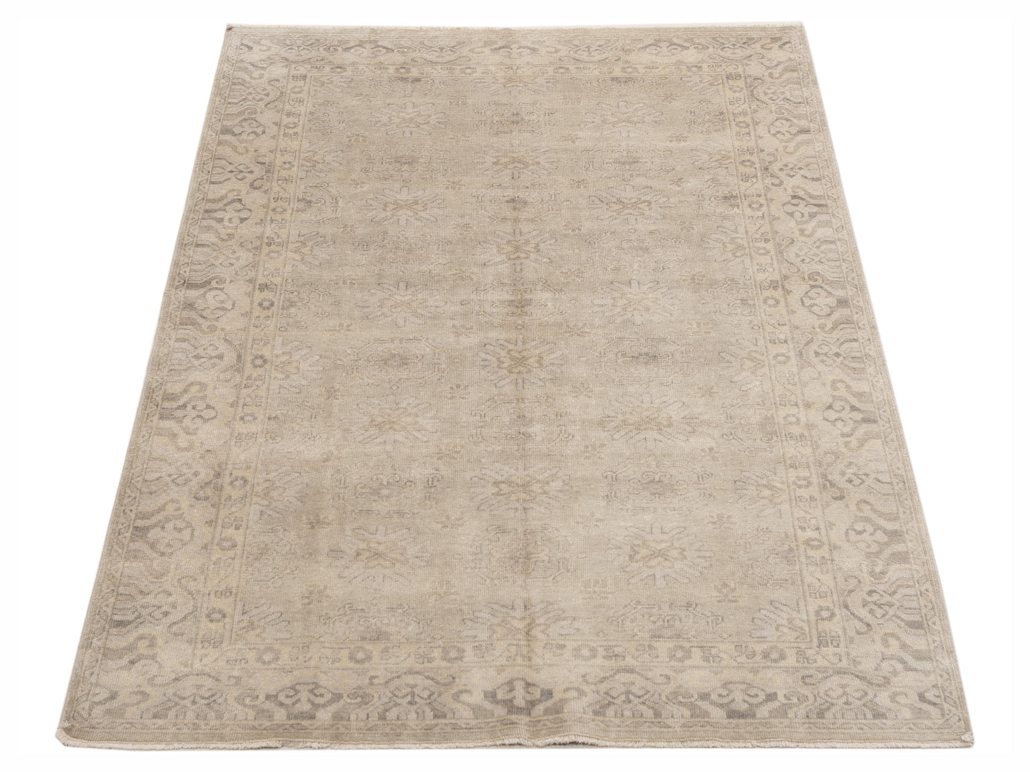 Evren 120421 Silver Silver 5x8 Hand Knotted Rug