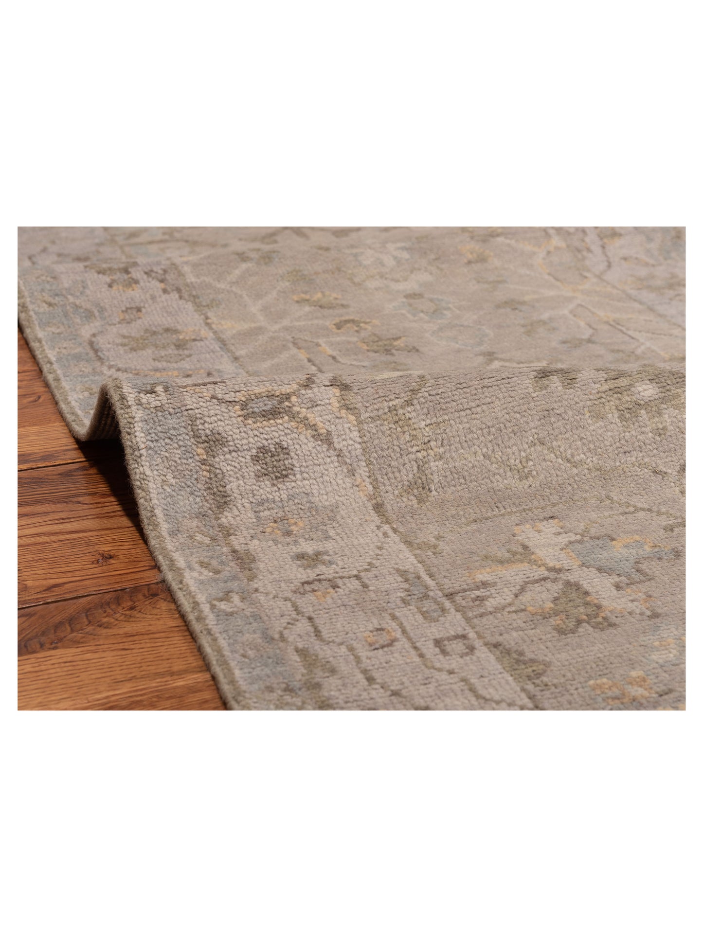 Oushak Shah 120429 Gray Gray 2.6x8 Hand Knotted Rug