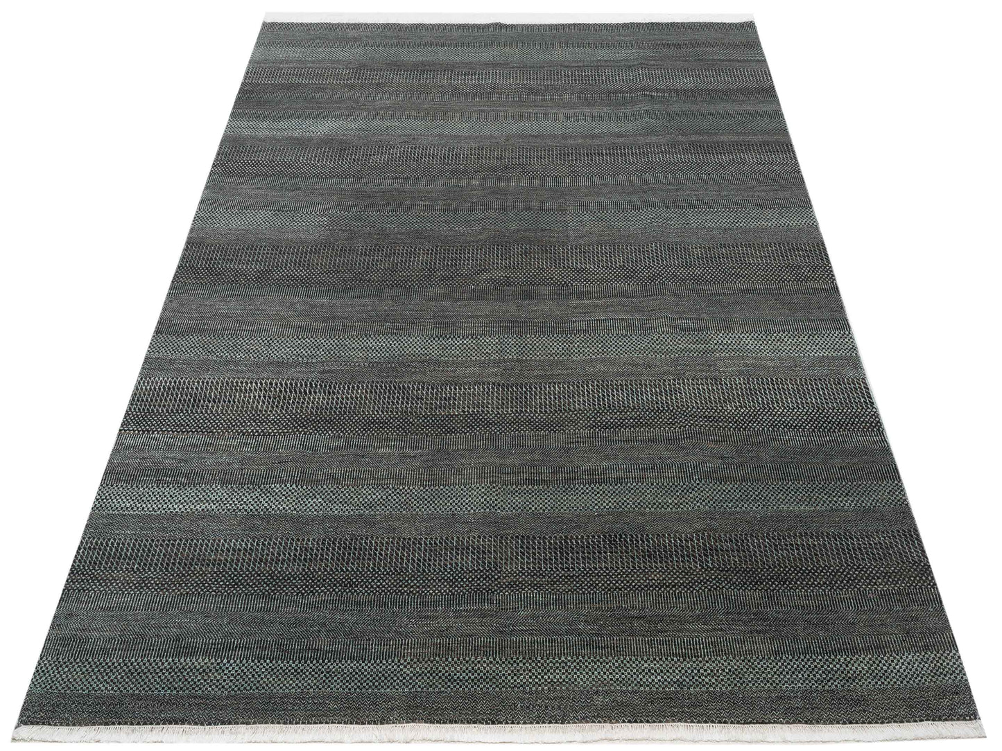 Aurore 120457 Charcoal Gray 8.1x10.3 Hand Knotted Rug