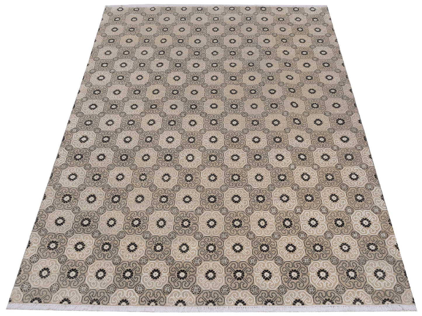 Aurore 120462 Ivory Gray 8.2x10.2 Hand Knotted Rug
