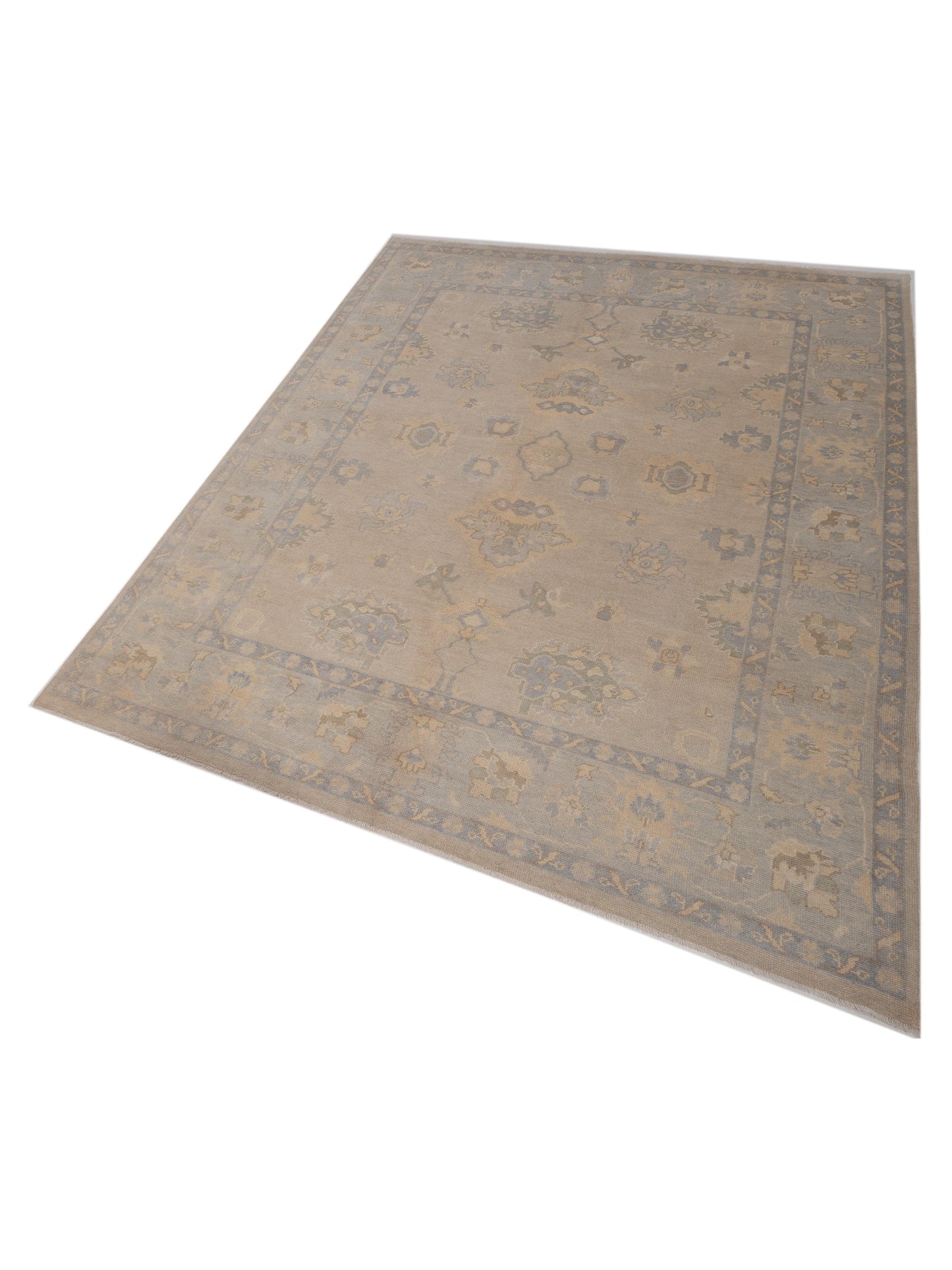 Oushak Shah 120474 Beige Gray 8.2x10.6 Hand Knotted Rug