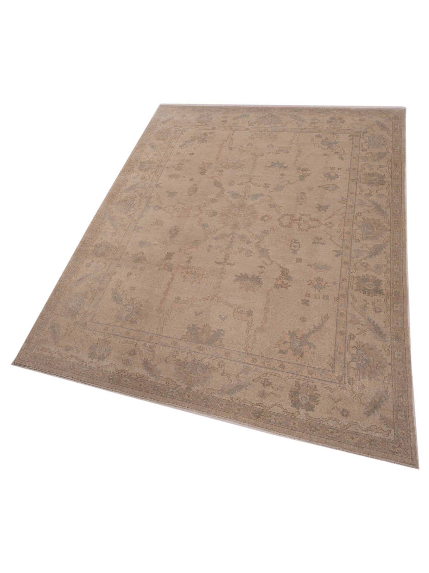 Oushak Shah 120475 Ivory Ivory 9.2x12.8 Hand Knotted Rug