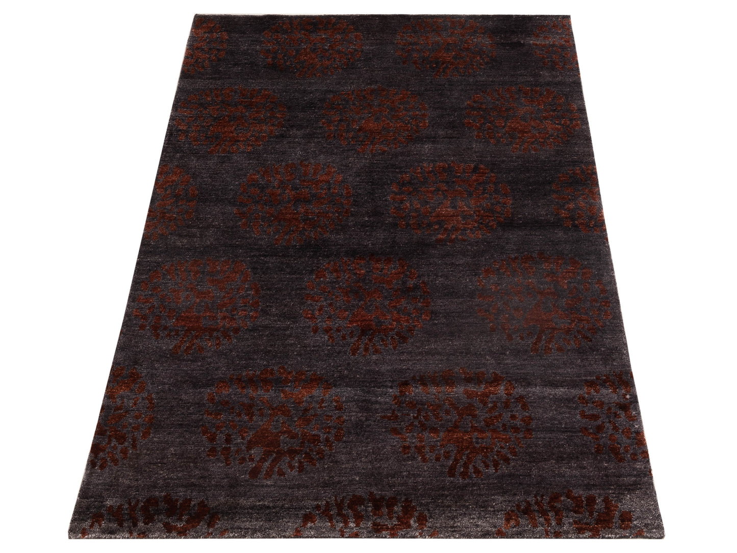 Tibetino 120519 Charcoal Red 4x6.1 Hand Knotted Rug
