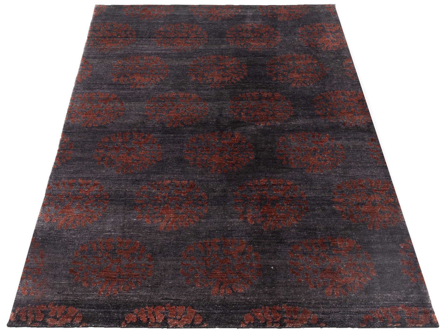 Tibetino 120520 Charcoal Red 5.2x8 Hand Knotted Rug
