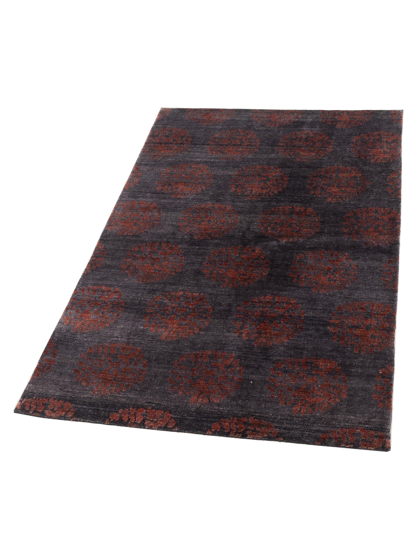 Tibetino 120520 Charcoal Red 5.2x8 Hand Knotted Rug