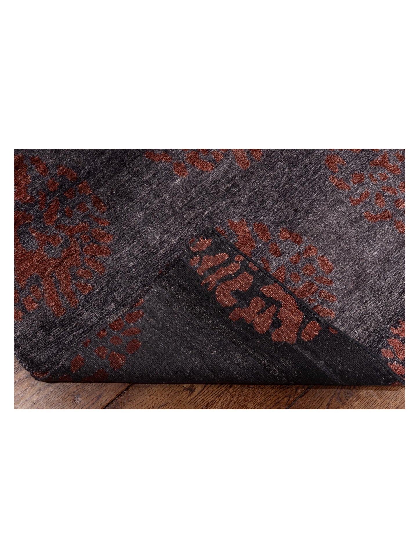 Tibetino 120520 Charcoal Red 5.2x8 Hand Knotted Rug