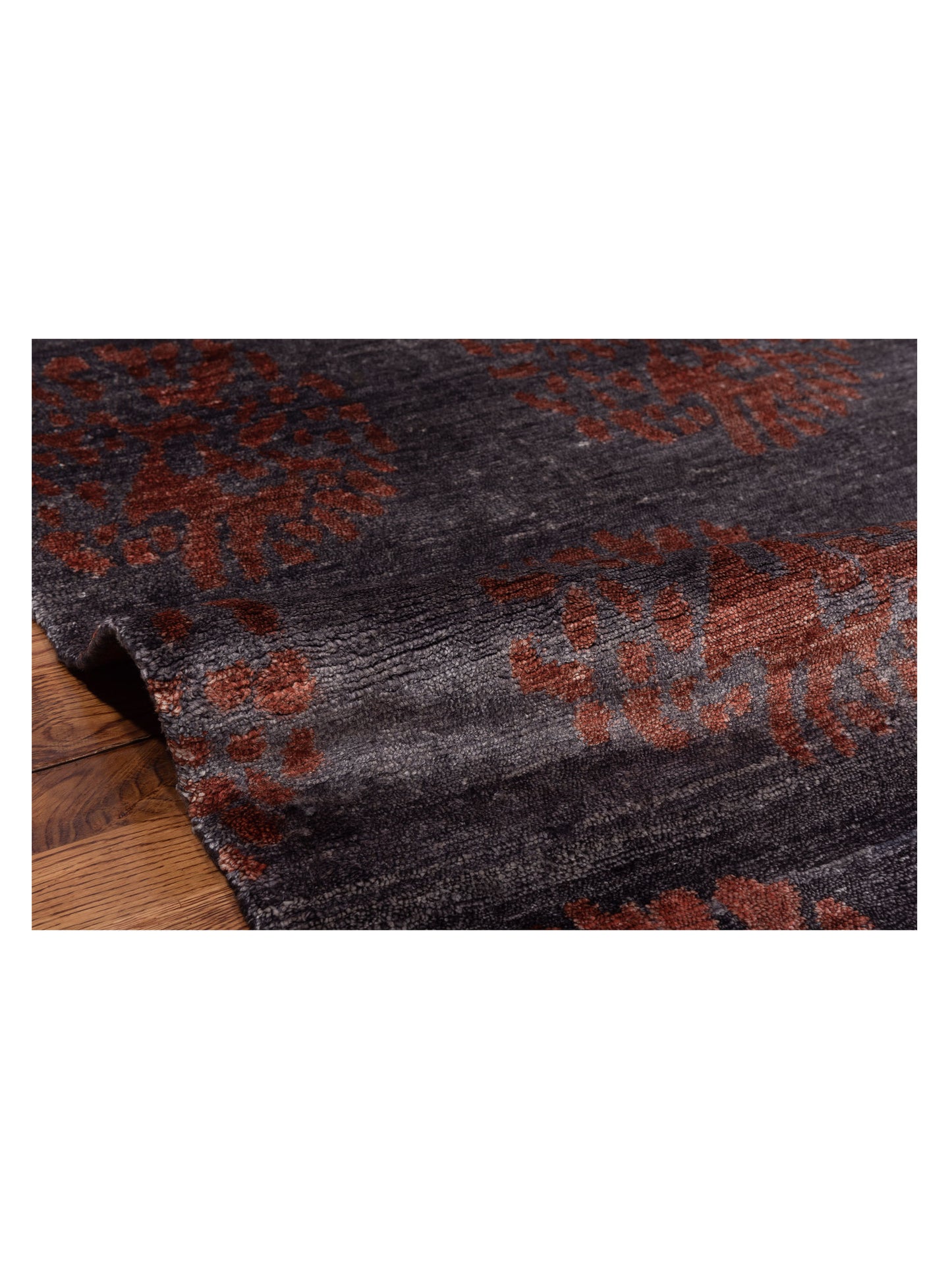 Tibetino 120520 Charcoal Red 5.2x8 Hand Knotted Rug