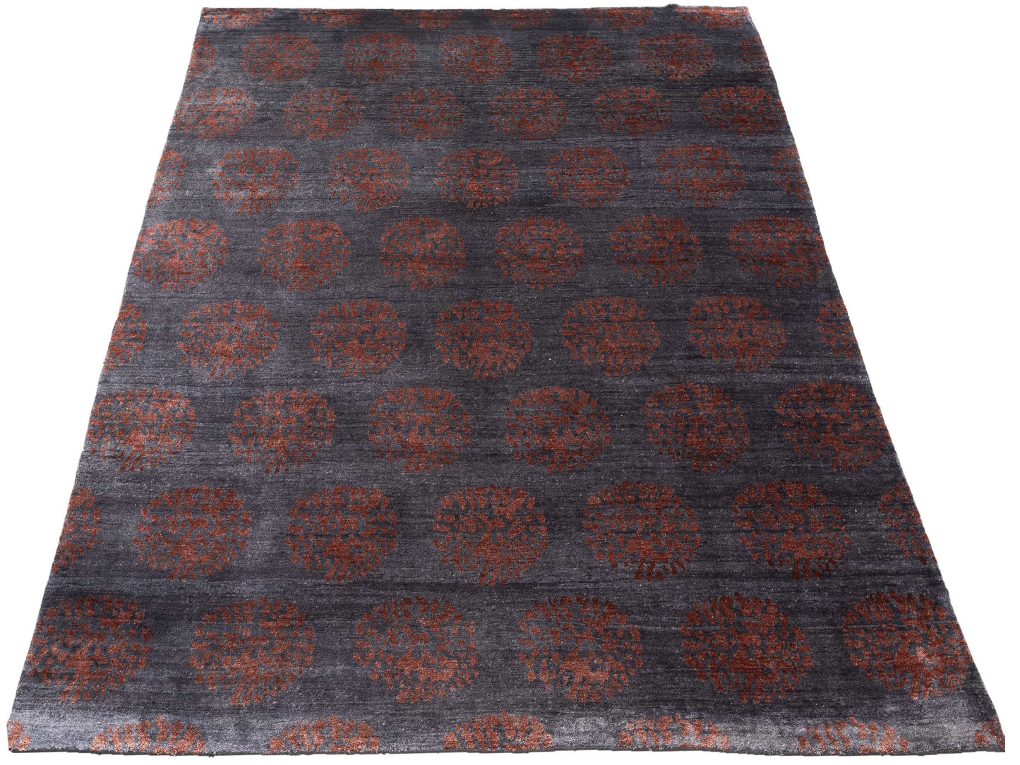 Tibetino 120521 Charcoal Red 8.1x10.1 Hand Knotted Rug