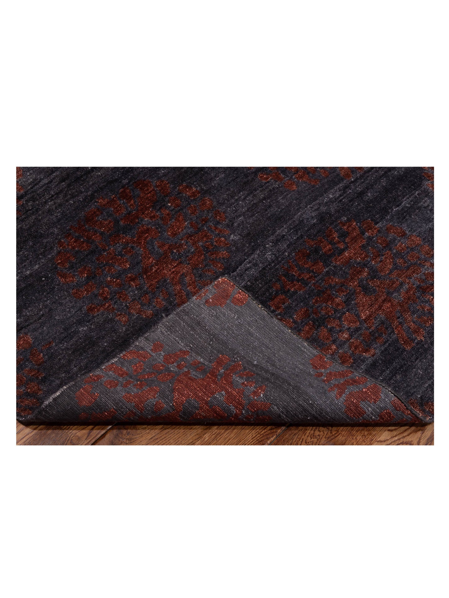 Tibetino 120521 Charcoal Red 8.1x10.1 Hand Knotted Rug
