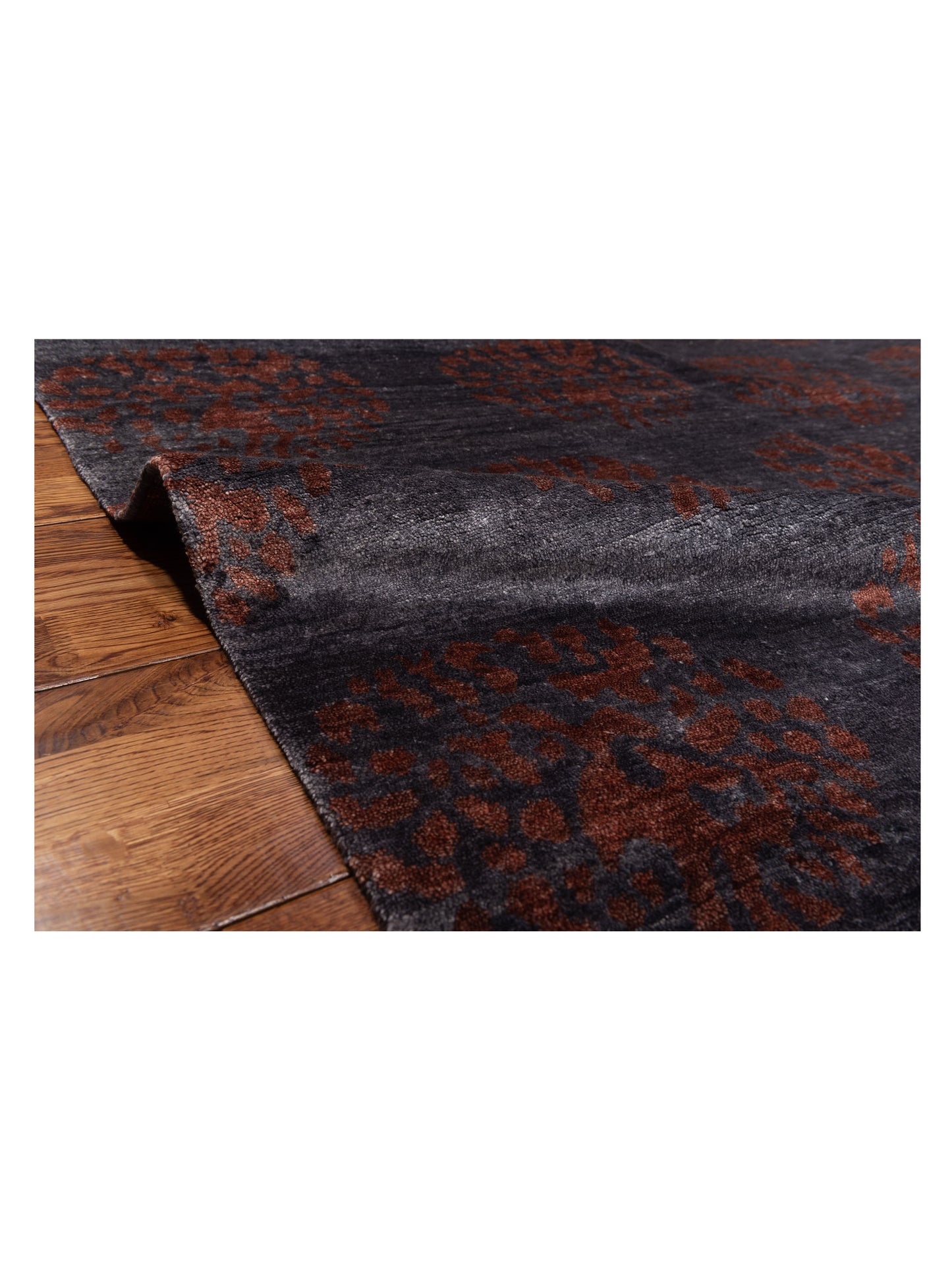 Tibetino 120521 Charcoal Red 8.1x10.1 Hand Knotted Rug