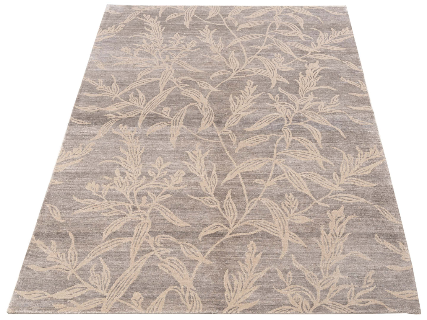Tibetino 120546 Silver Silver 6.1x9.1 Hand Knotted Rug