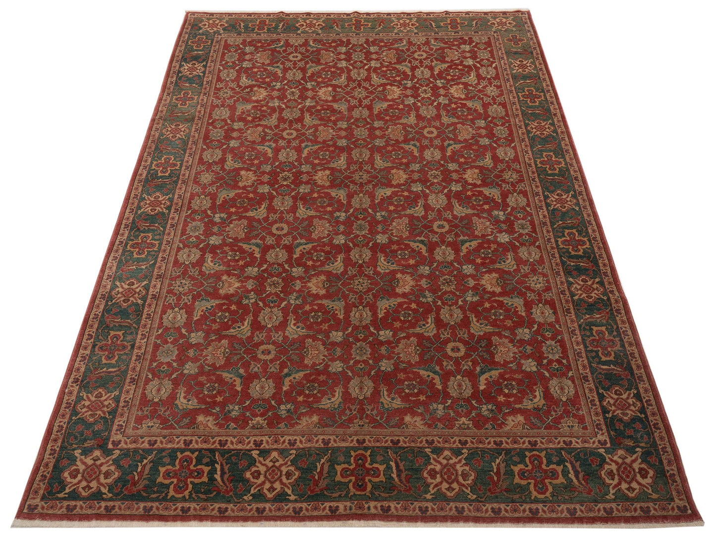 Antique Loom 120629 Rust Green 8x9.8 Hand Knotted Rug