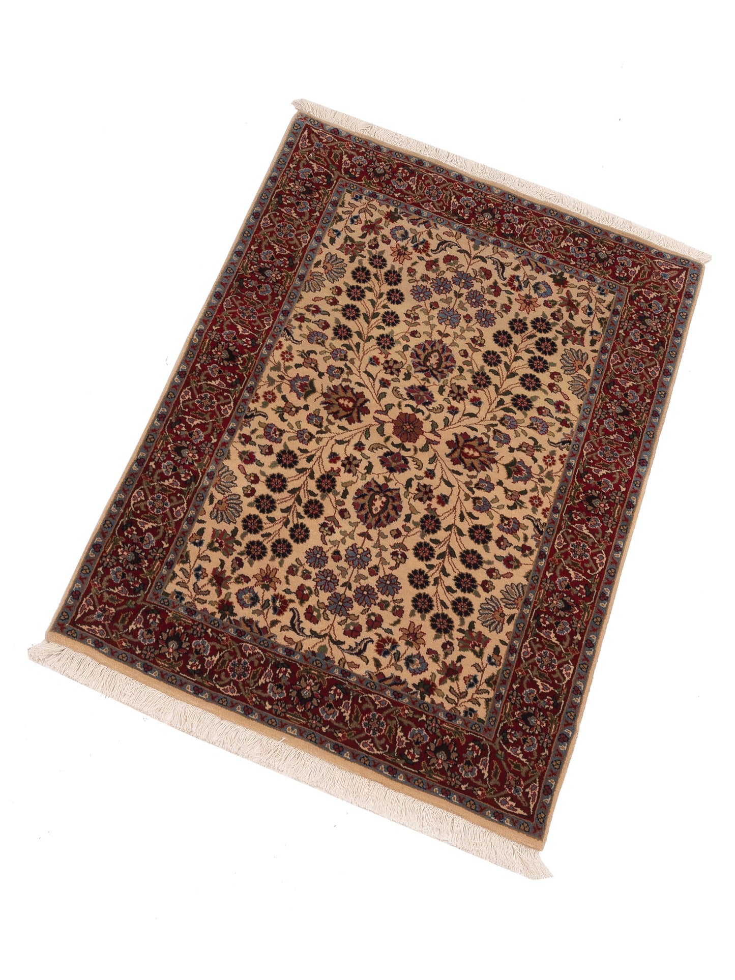 Hereke 120712 Ivory Red 3x4.6 Hand Knotted Rug