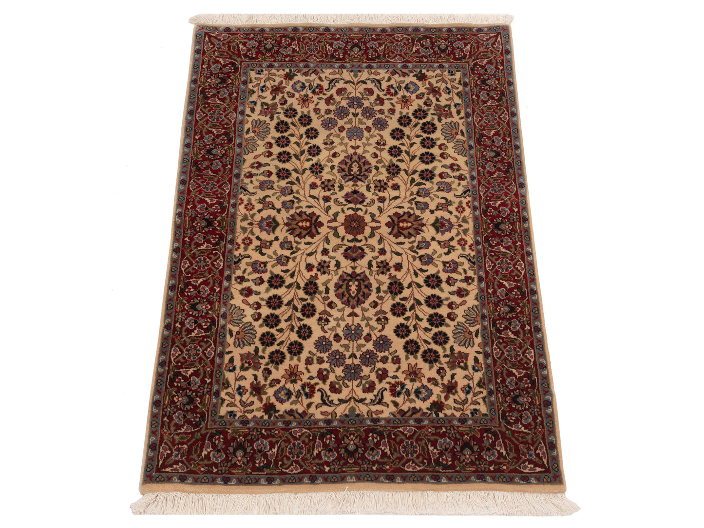 Hereke 120712 Ivory Red 3x4.6 Hand Knotted Rug