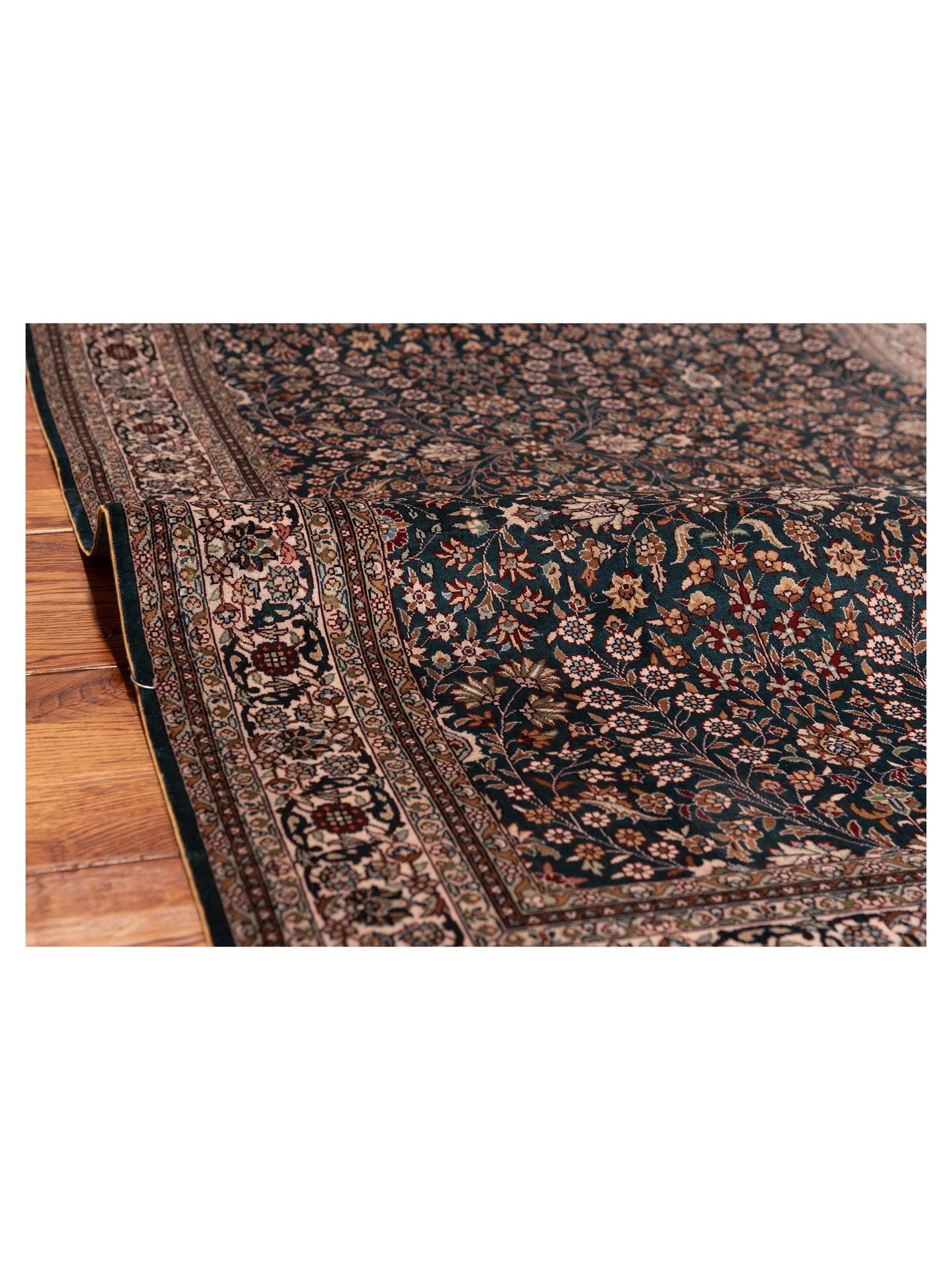 Pure Silk 120736 Green Ivory 3.1x5.1 Hand Knotted Rug