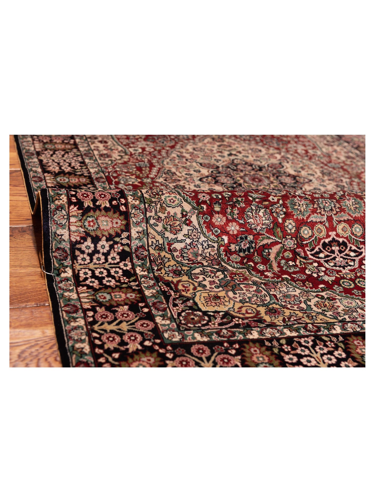 Pure Silk 120744 Red Black 2.7x4 Hand Knotted Rug