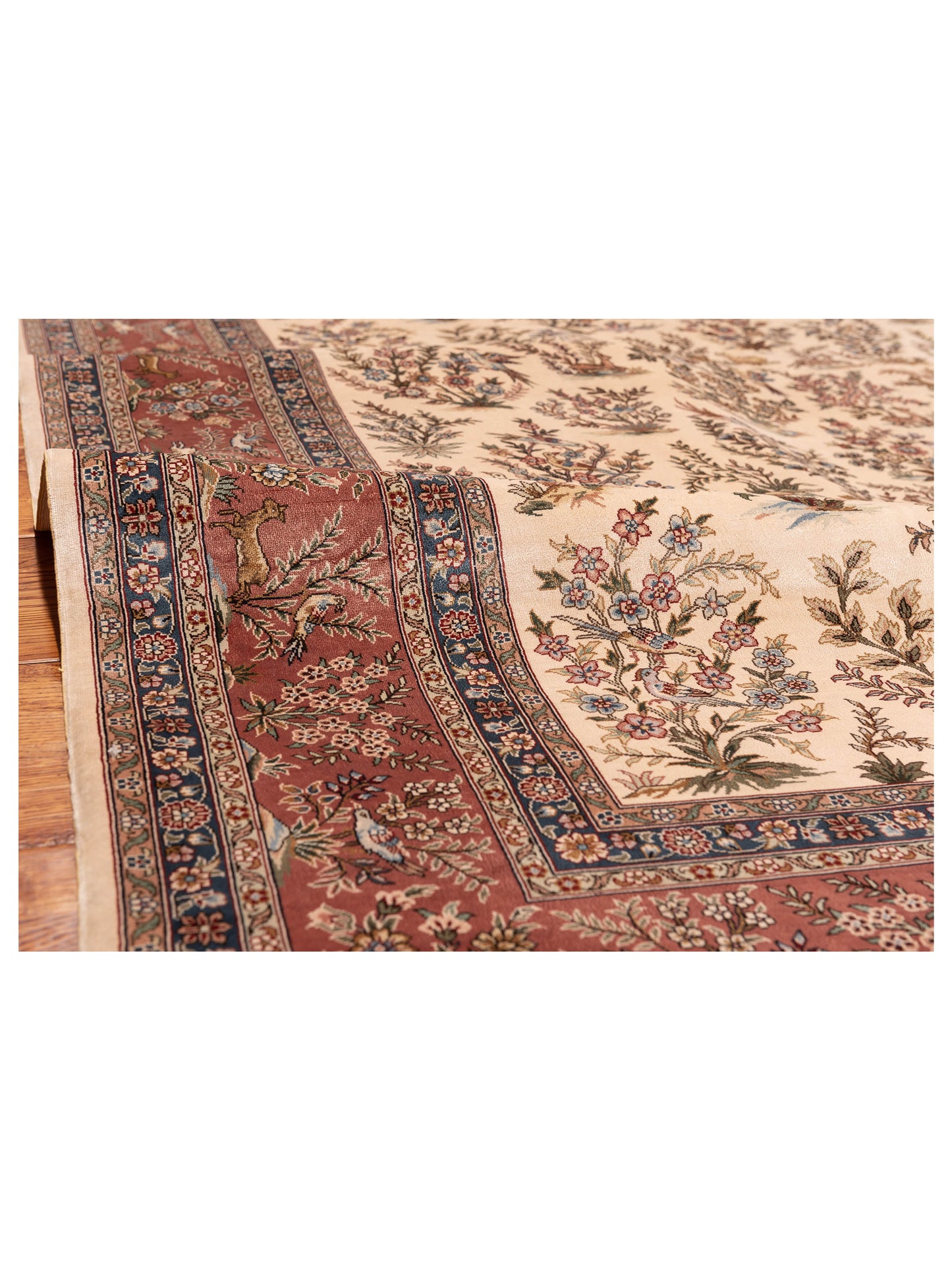 Pure Silk 120796 Ivory Pink 5.7x8 Hand Knotted Rug