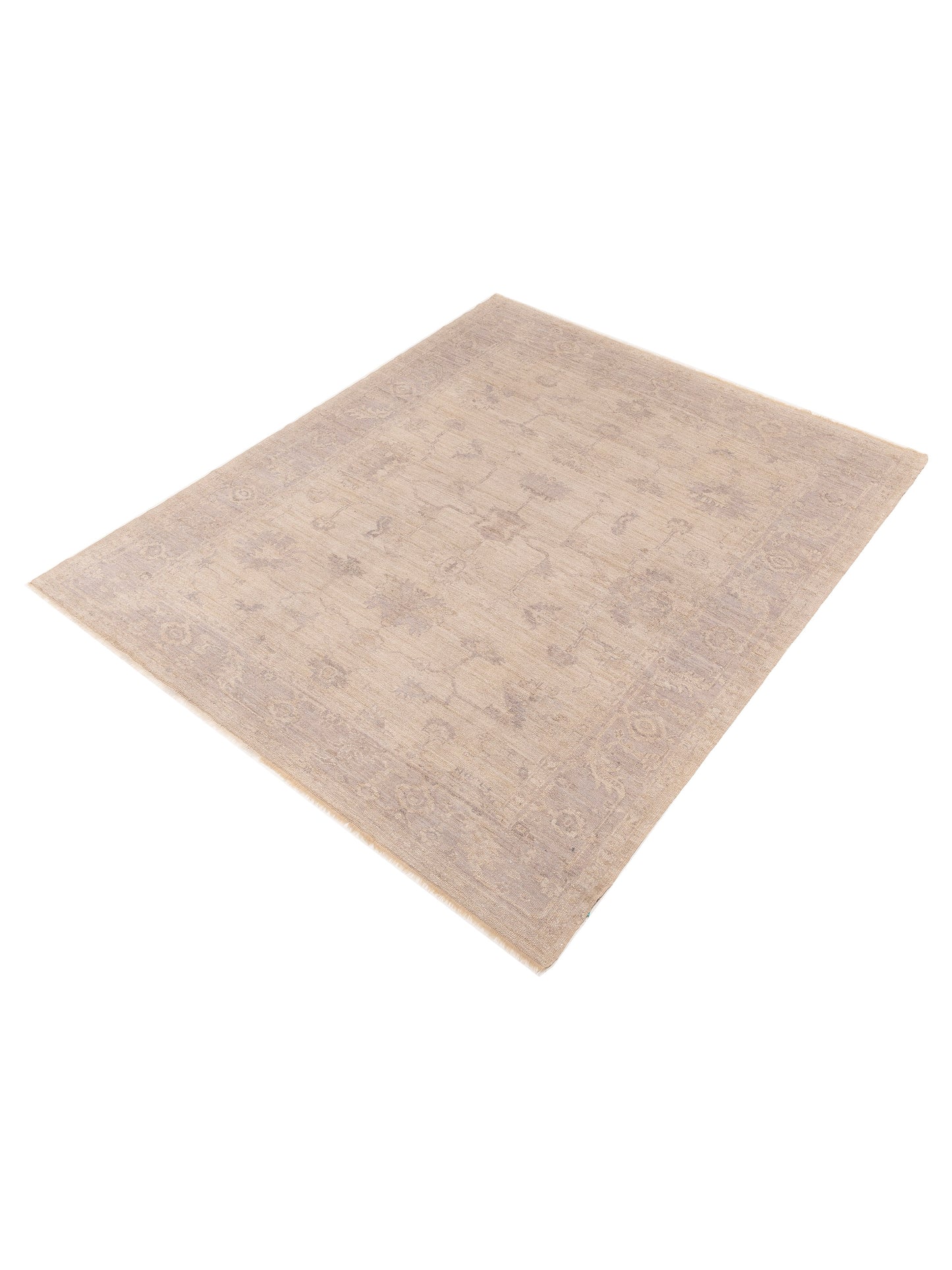 Angora Oushak 120889 Ivory Gray 7.8x9.3 Hand Knotted Rug